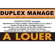 A LOUER APPARTEMENT EN DUPLEX MANAGE