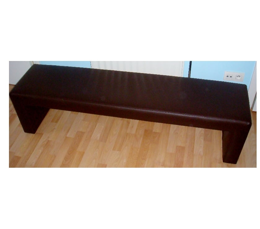 Banc de lit Revor, 3 à 4 places, simili-cuir brun foncé