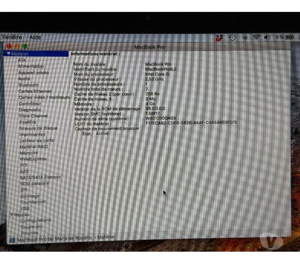 Informatique Nord Wasquehal - 59290 - Photos Vivastreet MacBook Pro 15 pouces (à réparer)