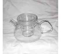 Théière en verre, infuseur, couvercle