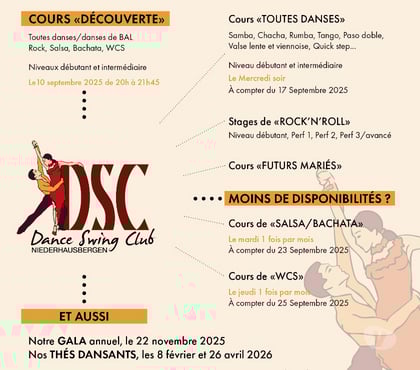 Musique - Théâtre - Danse Niederhausbergen Bas-Rhin - Photos Vivastreet Danses de bal, rock, salsaz, bachata, wcs
