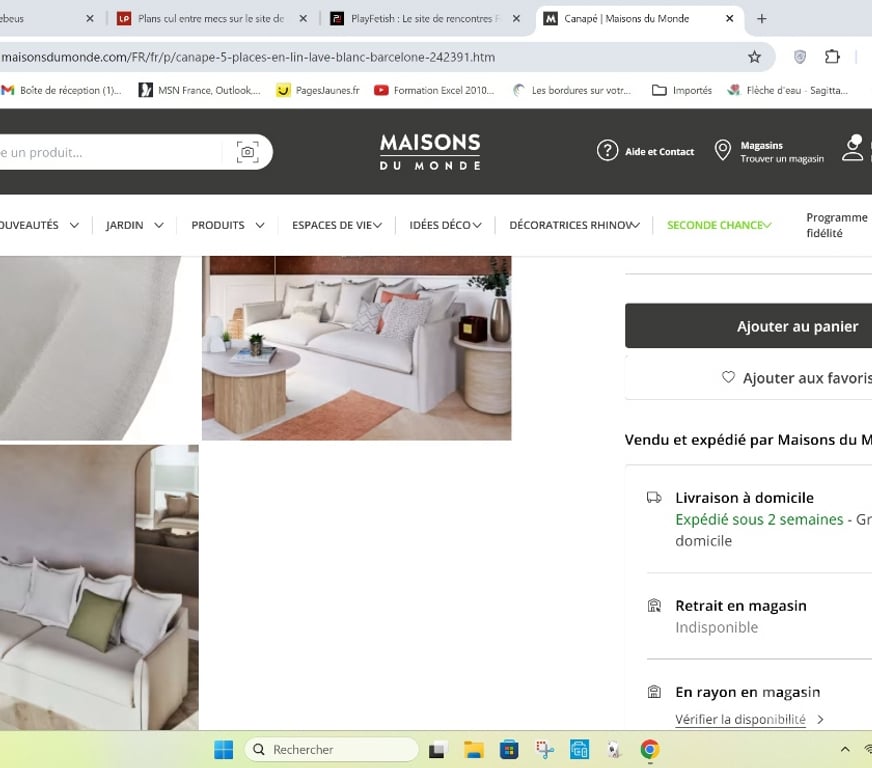 Ameublement & art de la table Var Le Muy - 83490 - Photos Vivastreet Vends canapé tissu blanc 3 places "Maison du Monde"