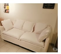 Vends canapé tissu blanc 3 places 
