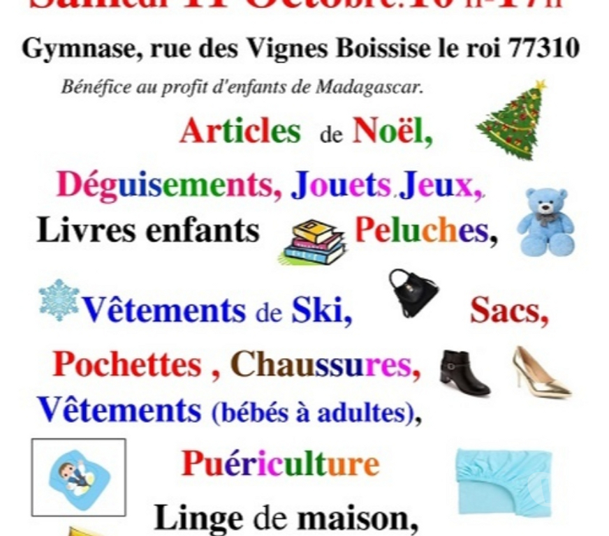 Vides greniers - Brocantes Seine-et-Marne Boissise le Roi - 77310 - Photos Vivastreet Vente de charité Automne, Hiver et Noël