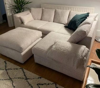 Furniture London Apprentice Cornwall - Photos for Dylan Right Hand Cream Jumbo Cord Corner Sofa